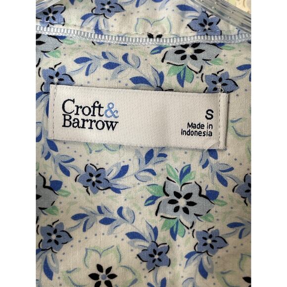 Croft & Barrow Shirt Womens Small Blue White Floral Button Front Long Sleeve - Picture 6 of 10